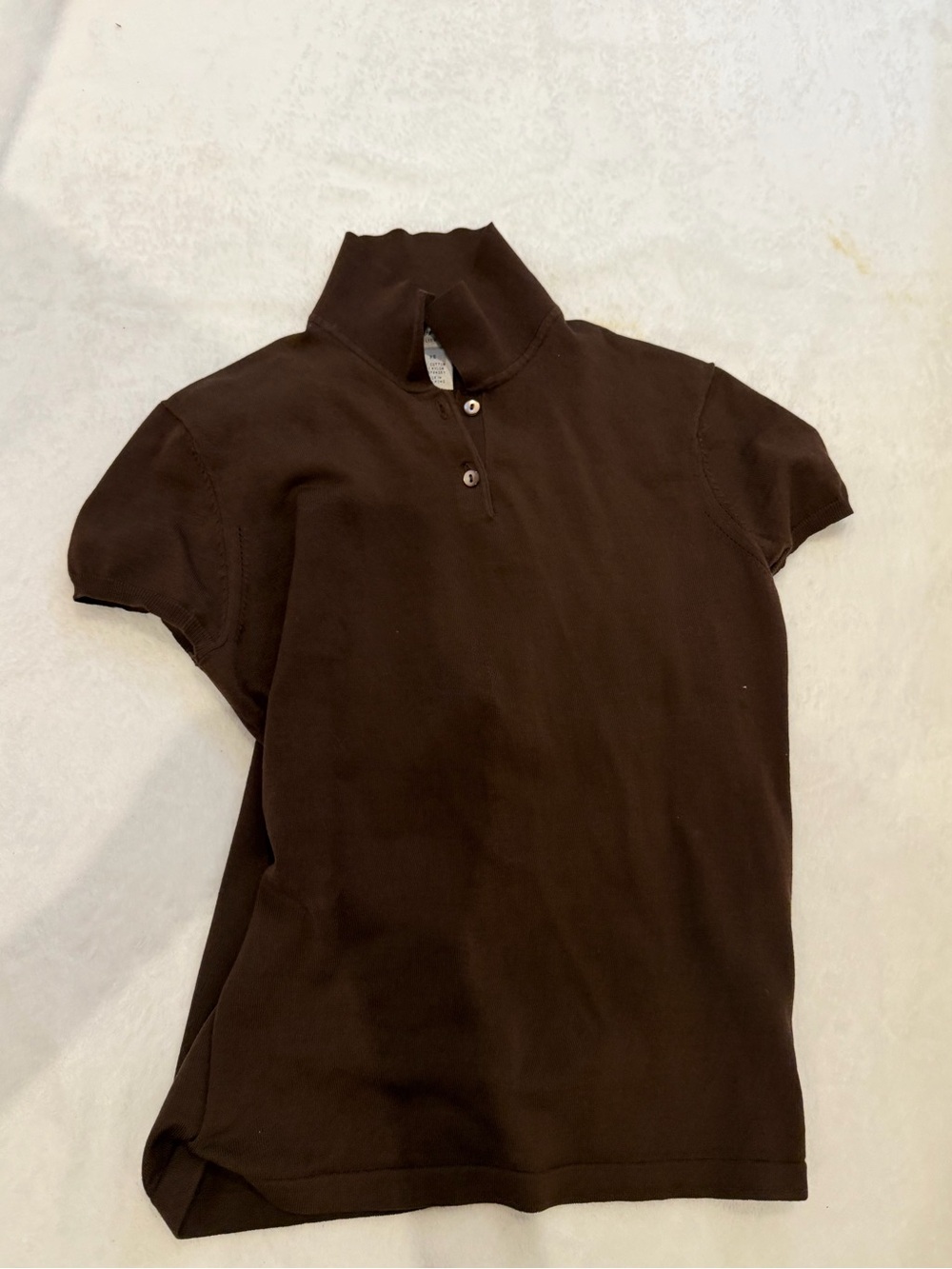 Brooks Brothers Brown Fitted Mock Neck Polo Top XS